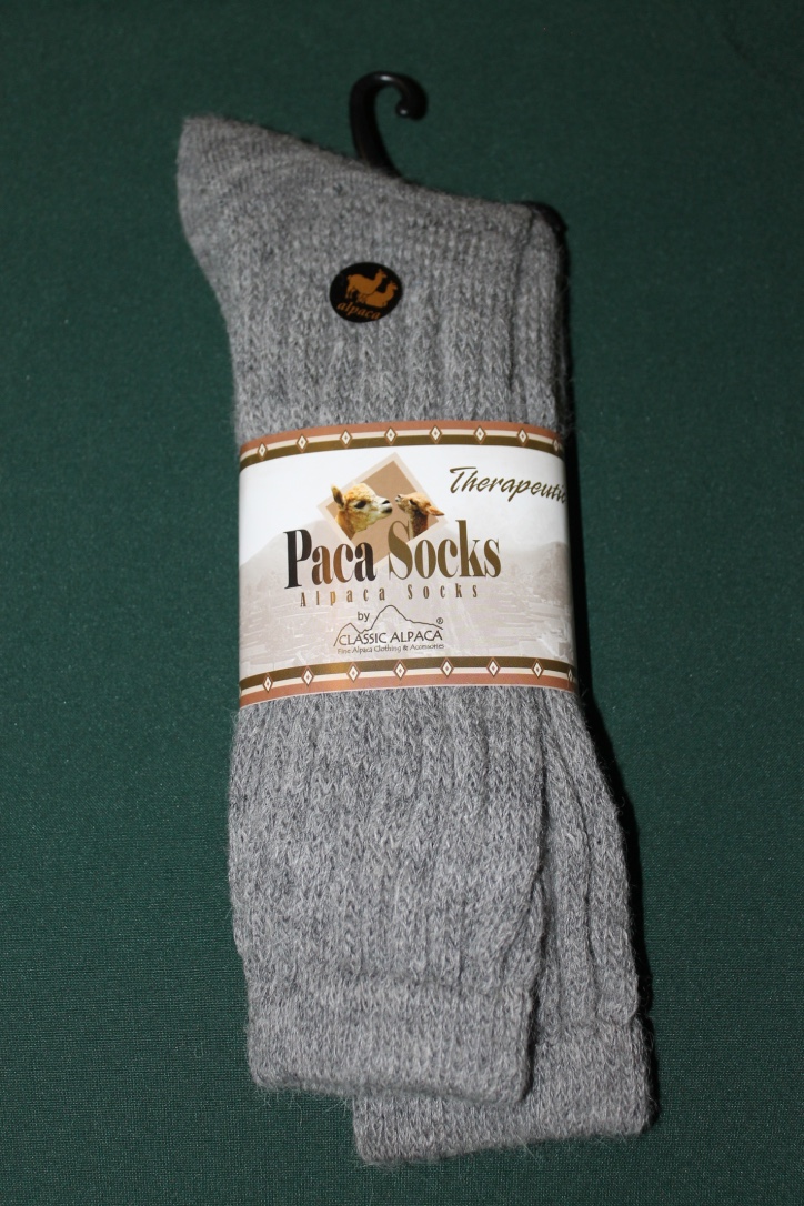 Paca Socks, Therapeutic, Grey Heather size M Whispering Oaks Alpacas
