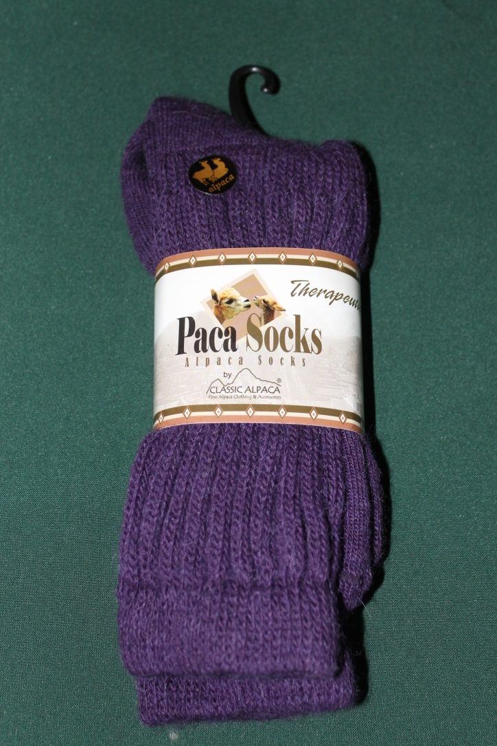 Paca Socks, Therapeutic, Purple size S Whispering Oaks Alpacas