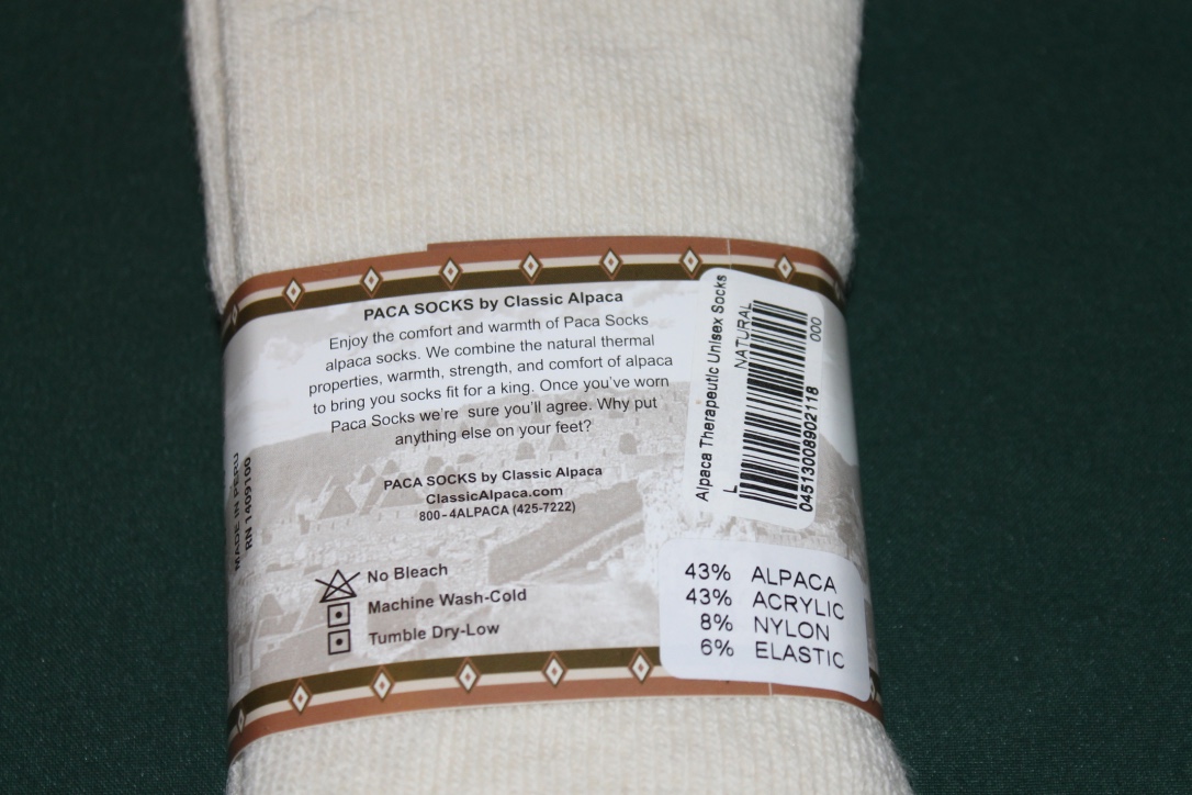 Paca Socks, Therapeutic, Natural size L | Whispering Oaks Alpacas